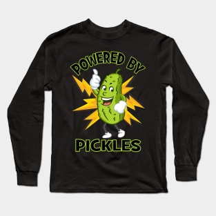 Funny Powered By Pickles Great Pickle Lover Gift Idea Long Sleeve T-Shirt